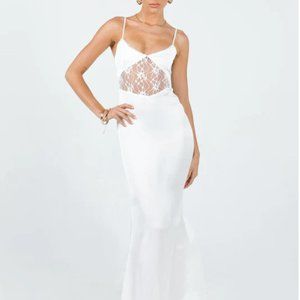Princess Polly Roselle Maxi Dress White lace cutout size US 8 AUS 12 spaghetti s